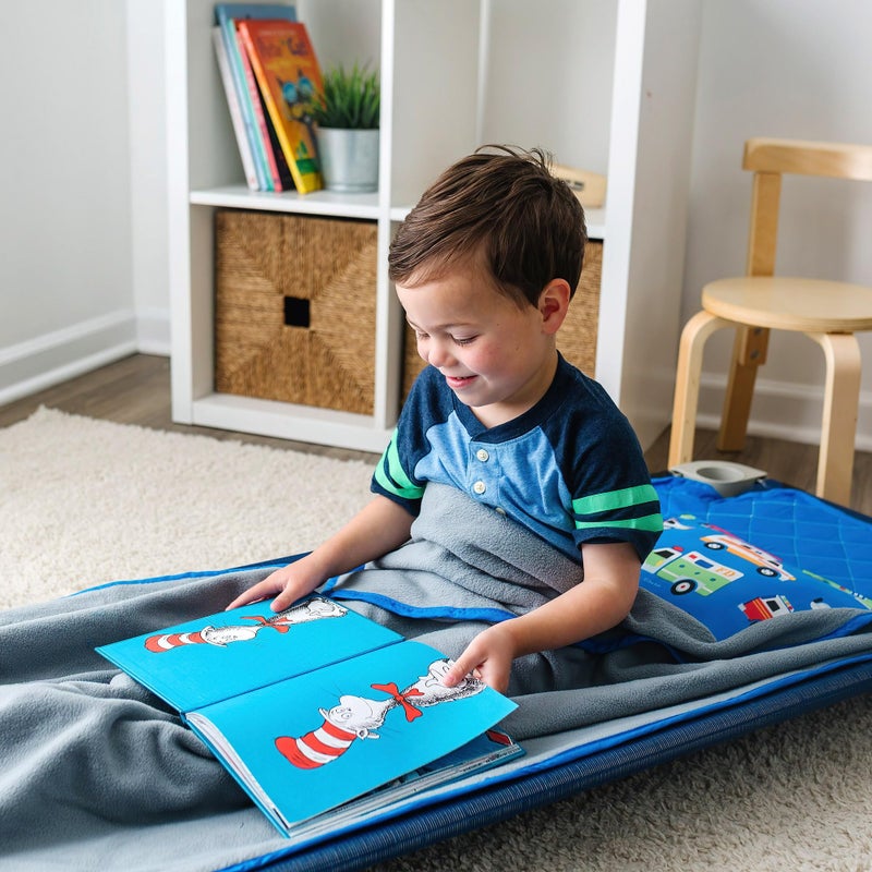 Wildkin Modern Kids Nap Mat â€“ Soft Cotton Blend with Pillow & Elastic Straps for School & Travel - Heroes - Image 2